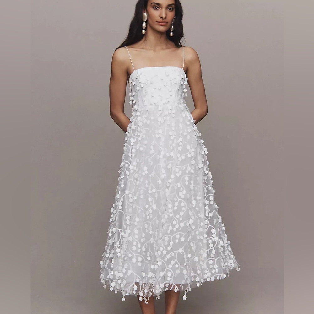 NWT BHLDN Strapless 3D Floral Vine Fit & Flare Midi Dress